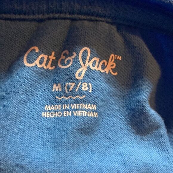 Cat & Jack Blue Glitter Tee Short Sleeve Size 7/8 Medium - Picture 2 of 3